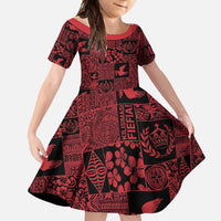 Black Tonga Kilisimasi Fiefia Family Matching Off Shoulder Maxi Dress and Hawaiian Shirt Pacific Patchwork Xmas Vibes - Polynesian Pride