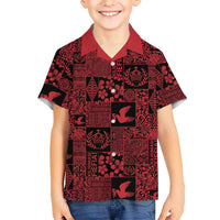 Black Tonga Kilisimasi Fiefia Family Matching Off Shoulder Maxi Dress and Hawaiian Shirt Pacific Patchwork Xmas Vibes - Polynesian Pride