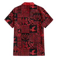 Black Tonga Kilisimasi Fiefia Family Matching Off Shoulder Short Dress and Hawaiian Shirt Pacific Patchwork Xmas Vibes - Polynesian Pride