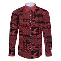 Black Tonga Kilisimasi Fiefia Family Matching Off Shoulder Short Dress and Hawaiian Shirt Pacific Patchwork Xmas Vibes - Polynesian Pride