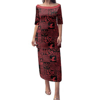 Black Tonga Kilisimasi Fiefia Family Matching Puletasi and Hawaiian Shirt Pacific Patchwork Xmas Vibes LT9 Mom's Dress Black - Polynesian Pride