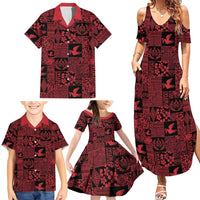 Black Tonga Kilisimasi Fiefia Family Matching Summer Maxi Dress and Hawaiian Shirt Pacific Patchwork Xmas Vibes - Polynesian Pride