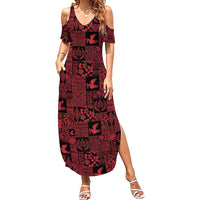Black Tonga Kilisimasi Fiefia Family Matching Summer Maxi Dress and Hawaiian Shirt Pacific Patchwork Xmas Vibes - Polynesian Pride