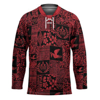Black Tonga Kilisimasi Fiefia Hockey Jersey Pacific Patchwork Xmas Vibes - Polynesian Pride