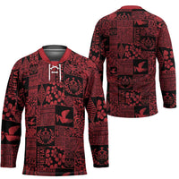 Black Tonga Kilisimasi Fiefia Hockey Jersey Pacific Patchwork Xmas Vibes LT9 - Polynesian Pride