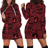 Black Tonga Kilisimasi Fiefia Hoodie Dress Pacific Patchwork Xmas Vibes - Polynesian Pride