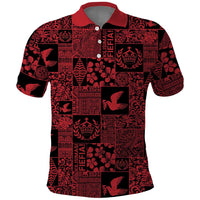 Black Tonga Kilisimasi Fiefia Polo Shirt Pacific Patchwork Xmas Vibes LT9 Black - Polynesian Pride