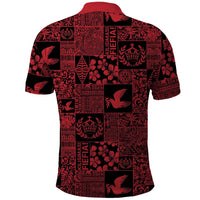 Black Tonga Kilisimasi Fiefia Polo Shirt Pacific Patchwork Xmas Vibes LT9 - Polynesian Pride