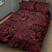 Black Tonga Kilisimasi Fiefia Quilt Bed Set Pacific Patchwork Xmas Vibes - Polynesian Pride