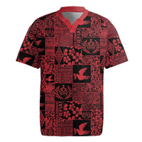 Black Tonga Kilisimasi Fiefia Rugby Jersey Pacific Patchwork Xmas Vibes LT9 Black - Polynesian Pride