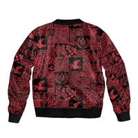 Black Tonga Kilisimasi Fiefia Sleeve Zip Bomber Jacket Pacific Patchwork Xmas Vibes - Polynesian Pride