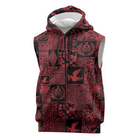 Black Tonga Kilisimasi Fiefia Sleeveless Zip Hoodie Pacific Patchwork Xmas Vibes LT9 Black - Polynesian Pride