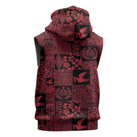 Black Tonga Kilisimasi Fiefia Sleeveless Zip Hoodie Pacific Patchwork Xmas Vibes LT9 - Polynesian Pride