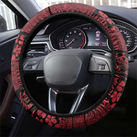 Black Tonga Kilisimasi Fiefia Steering Wheel Cover Pacific Patchwork Xmas Vibes - Polynesian Pride