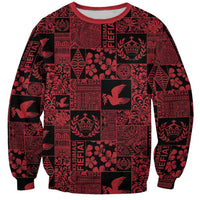 Black Tonga Kilisimasi Fiefia Sweatshirt Pacific Patchwork Xmas Vibes - Polynesian Pride