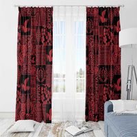 Black Tonga Kilisimasi Fiefia Window Curtain Pacific Patchwork Xmas Vibes - Polynesian Pride