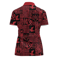 Black Tonga Kilisimasi Fiefia Women Polo Shirt Pacific Patchwork Xmas Vibes LT9 - Polynesian Pride