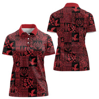 Black Tonga Kilisimasi Fiefia Women Polo Shirt Pacific Patchwork Xmas Vibes LT9 - Polynesian Pride