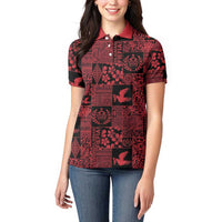 Black Tonga Kilisimasi Fiefia Women Polo Shirt Pacific Patchwork Xmas Vibes LT9 - Polynesian Pride