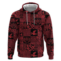 Black Tonga Kilisimasi Fiefia Zip Hoodie Pacific Patchwork Xmas Vibes - Polynesian Pride
