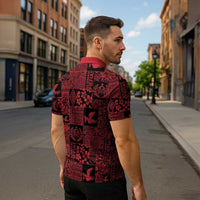 Black Tonga Kilisimasi Fiefia Zipper Polo Shirt Pacific Patchwork Xmas Vibes - Polynesian Pride