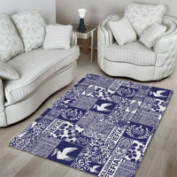 Blue Tonga Kilisimasi Fiefia Area Rug Pacific Patchwork Xmas Vibes - Polynesian Pride