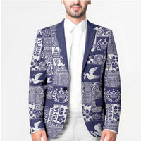 Blue Tonga Kilisimasi Fiefia Blazer Pacific Patchwork Xmas Vibes - Polynesian Pride