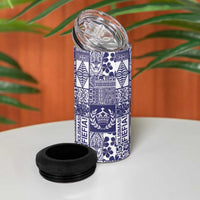 Blue Tonga Kilisimasi Fiefia 4 in 1 Can Cooler Tumbler Pacific Patchwork Xmas Vibes - Polynesian Pride