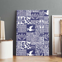 Blue Tonga Kilisimasi Fiefia Canvas Wall Art Pacific Patchwork Xmas Vibes - Polynesian Pride