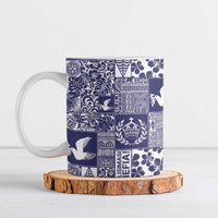 Blue Tonga Kilisimasi Fiefia Ceramic Mug Pacific Patchwork Xmas Vibes - Polynesian Pride