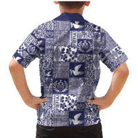 Blue Tonga Kilisimasi Fiefia Family Matching Mermaid Dress and Hawaiian Shirt Pacific Patchwork Xmas Vibes - Polynesian Pride
