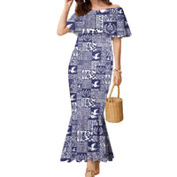 Blue Tonga Kilisimasi Fiefia Family Matching Mermaid Dress and Hawaiian Shirt Pacific Patchwork Xmas Vibes - Polynesian Pride