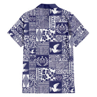 Blue Tonga Kilisimasi Fiefia Family Matching Off The Shoulder Long Sleeve Dress and Hawaiian Shirt Pacific Patchwork Xmas Vibes - Polynesian Pride