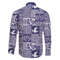 Blue Tonga Kilisimasi Fiefia Family Matching Off The Shoulder Long Sleeve Dress and Hawaiian Shirt Pacific Patchwork Xmas Vibes - Polynesian Pride