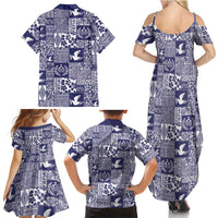 Blue Tonga Kilisimasi Fiefia Family Matching Summer Maxi Dress and Hawaiian Shirt Pacific Patchwork Xmas Vibes - Polynesian Pride