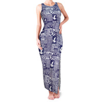 Blue Tonga Kilisimasi Fiefia Family Matching Tank Maxi Dress and Hawaiian Shirt Pacific Patchwork Xmas Vibes - Polynesian Pride