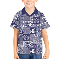 Blue Tonga Kilisimasi Fiefia Family Matching Tank Maxi Dress and Hawaiian Shirt Pacific Patchwork Xmas Vibes - Polynesian Pride