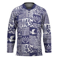 Blue Tonga Kilisimasi Fiefia Hockey Jersey Pacific Patchwork Xmas Vibes LT9 Unisex Blue - Polynesian Pride