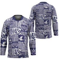 Blue Tonga Kilisimasi Fiefia Hockey Jersey Pacific Patchwork Xmas Vibes LT9 - Polynesian Pride