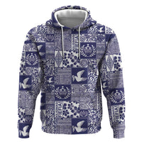 Blue Tonga Kilisimasi Fiefia Hoodie Pacific Patchwork Xmas Vibes - Polynesian Pride