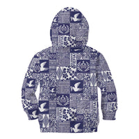 Blue Tonga Kilisimasi Fiefia Kid Hoodie Pacific Patchwork Xmas Vibes - Polynesian Pride