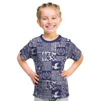 Blue Tonga Kilisimasi Fiefia Kid T Shirt Pacific Patchwork Xmas Vibes LT9 Blue - Polynesian Pride