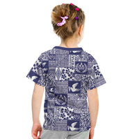 Blue Tonga Kilisimasi Fiefia Kid T Shirt Pacific Patchwork Xmas Vibes LT9 - Polynesian Pride