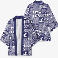 Blue Tonga Kilisimasi Fiefia Kimono Pacific Patchwork Xmas Vibes - Polynesian Pride