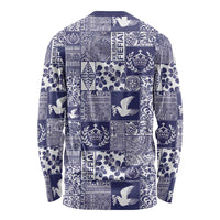 Blue Tonga Kilisimasi Fiefia Long Sleeve Shirt Pacific Patchwork Xmas Vibes - Polynesian Pride