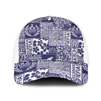Blue Tonga Kilisimasi Fiefia Mesh Trucker Cap Pacific Patchwork Xmas Vibes LT9 One Size White Blue - Polynesian Pride