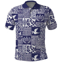 Blue Tonga Kilisimasi Fiefia Polo Shirt Pacific Patchwork Xmas Vibes LT9 Blue - Polynesian Pride