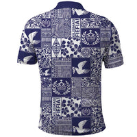 Blue Tonga Kilisimasi Fiefia Polo Shirt Pacific Patchwork Xmas Vibes LT9 - Polynesian Pride