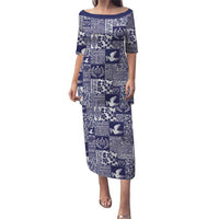 Blue Tonga Kilisimasi Fiefia Puletasi Pacific Patchwork Xmas Vibes LT9 Long Dress Blue - Polynesian Pride