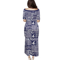 Blue Tonga Kilisimasi Fiefia Puletasi Pacific Patchwork Xmas Vibes LT9 - Polynesian Pride